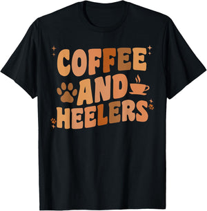 Coffee And Heelers Dog Red Blue Australian Cattle Heeler Dog Men Women Girls Kids T-Shirt - T-Shirt | Black