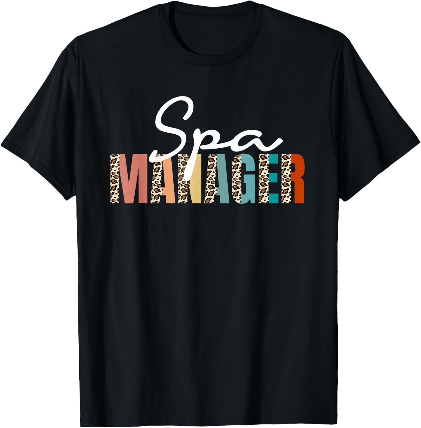 Spa Manager Leopard Pattern Apparel Wellness Center T-Shirt - T-Shirt | Black