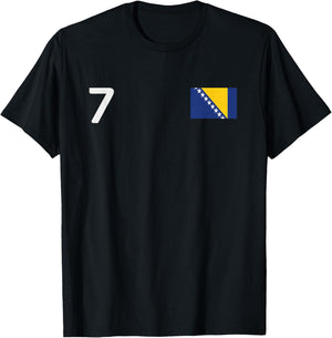 Bosnia and Herzegovina 7 National Flag Country Pride T-Shirt - T-Shirt | Black