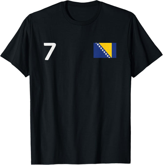 Bosnia and Herzegovina 7 National Flag Country Pride T-Shirt - T-Shirt | Black