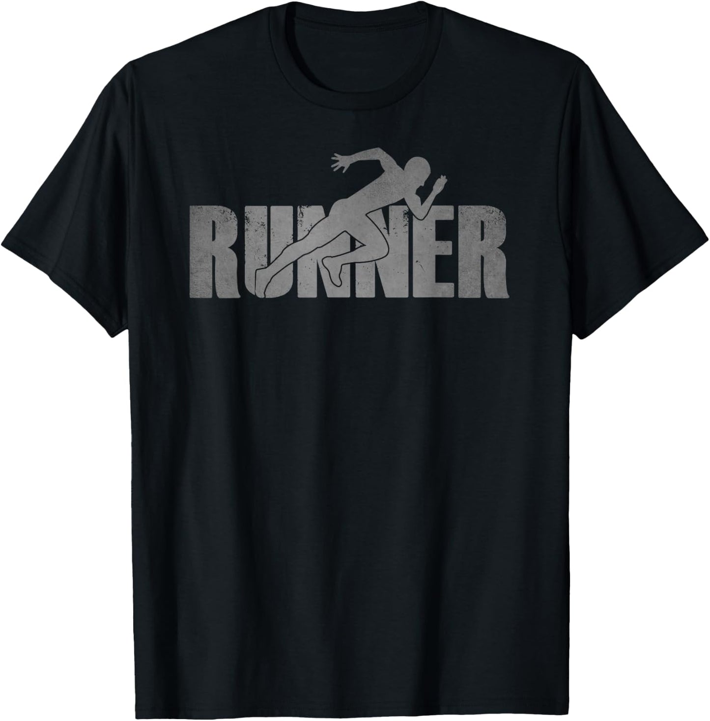Runner Track & Field Cross Country Marathon Running Graphic T-Shirt - T-Shirt | Black