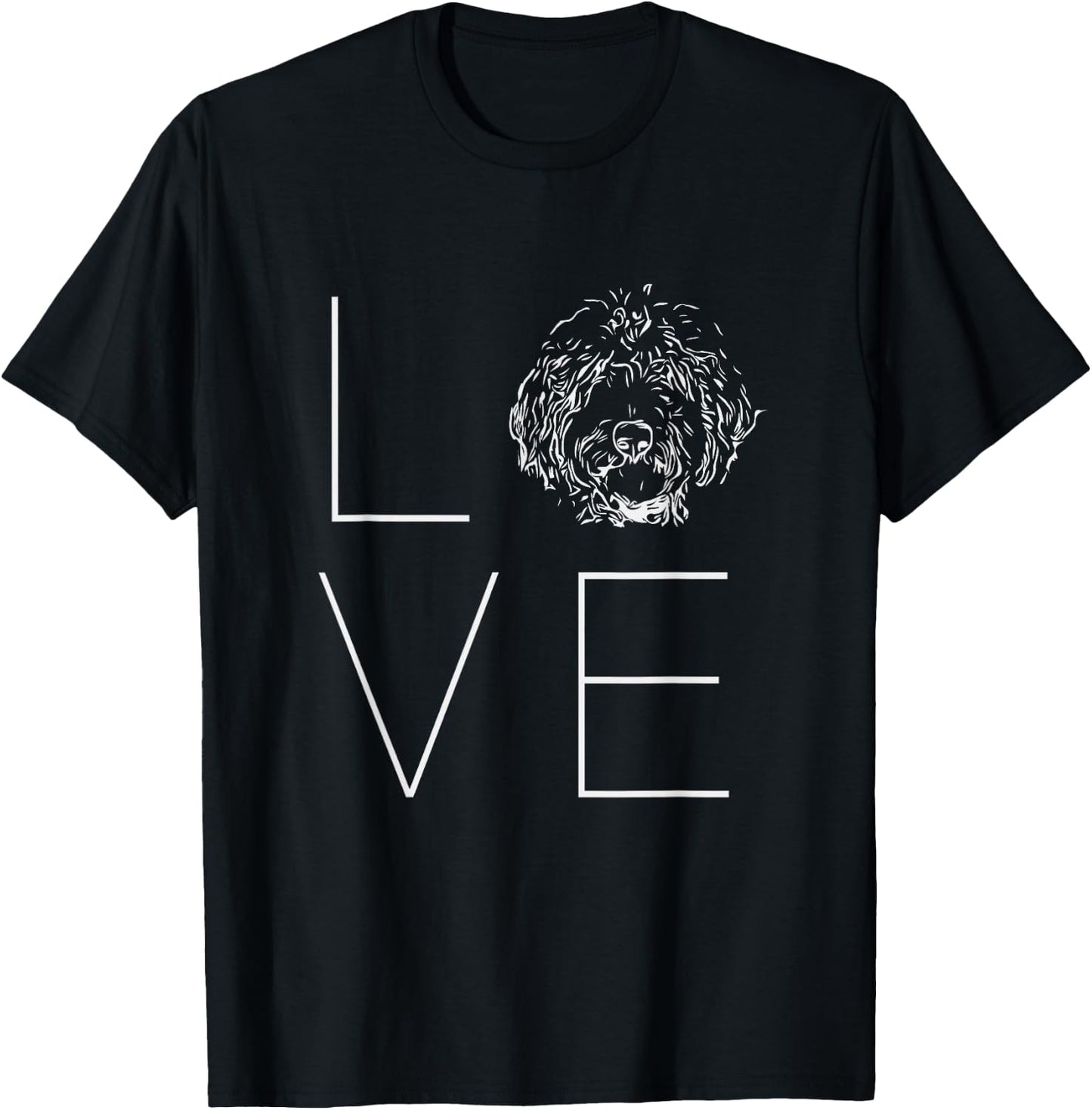 Love Doodles Cute Golden Labradoodle Line Drawing T-Shirt - T-Shirt | Black