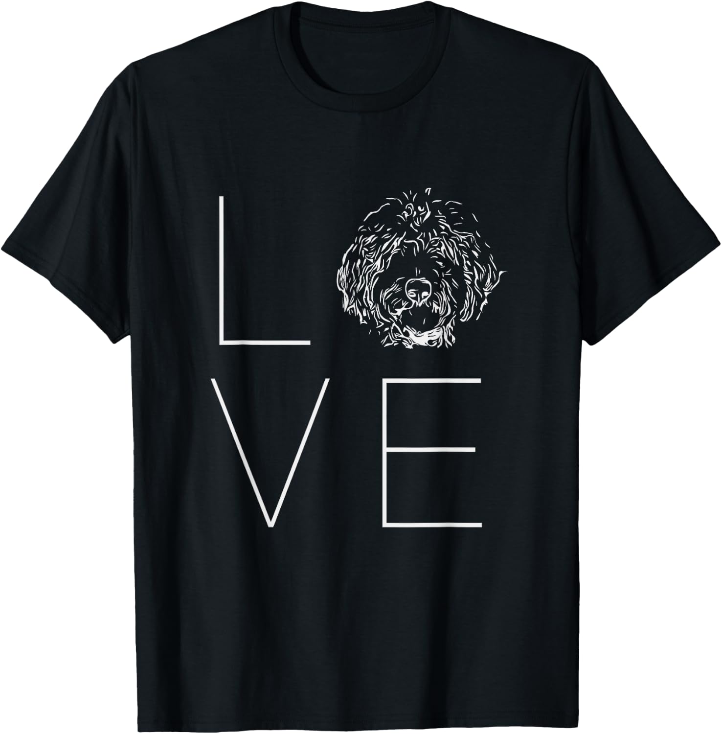Love Doodles Cute Golden Labradoodle Line Drawing T-Shirt - T-Shirt | Black