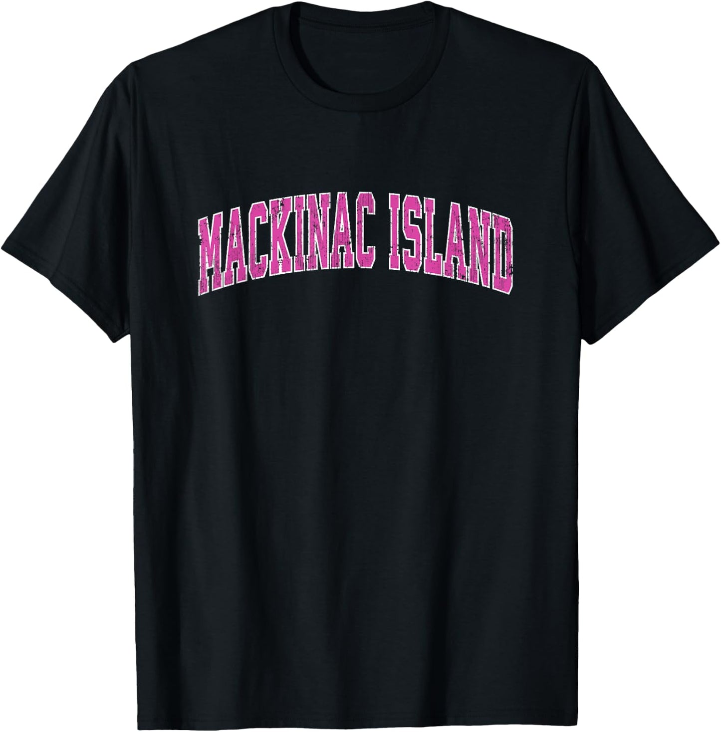 Mackinac Island Michigan MI Vintage Sports Design Pink Desig T-Shirt - T-Shirt | Black