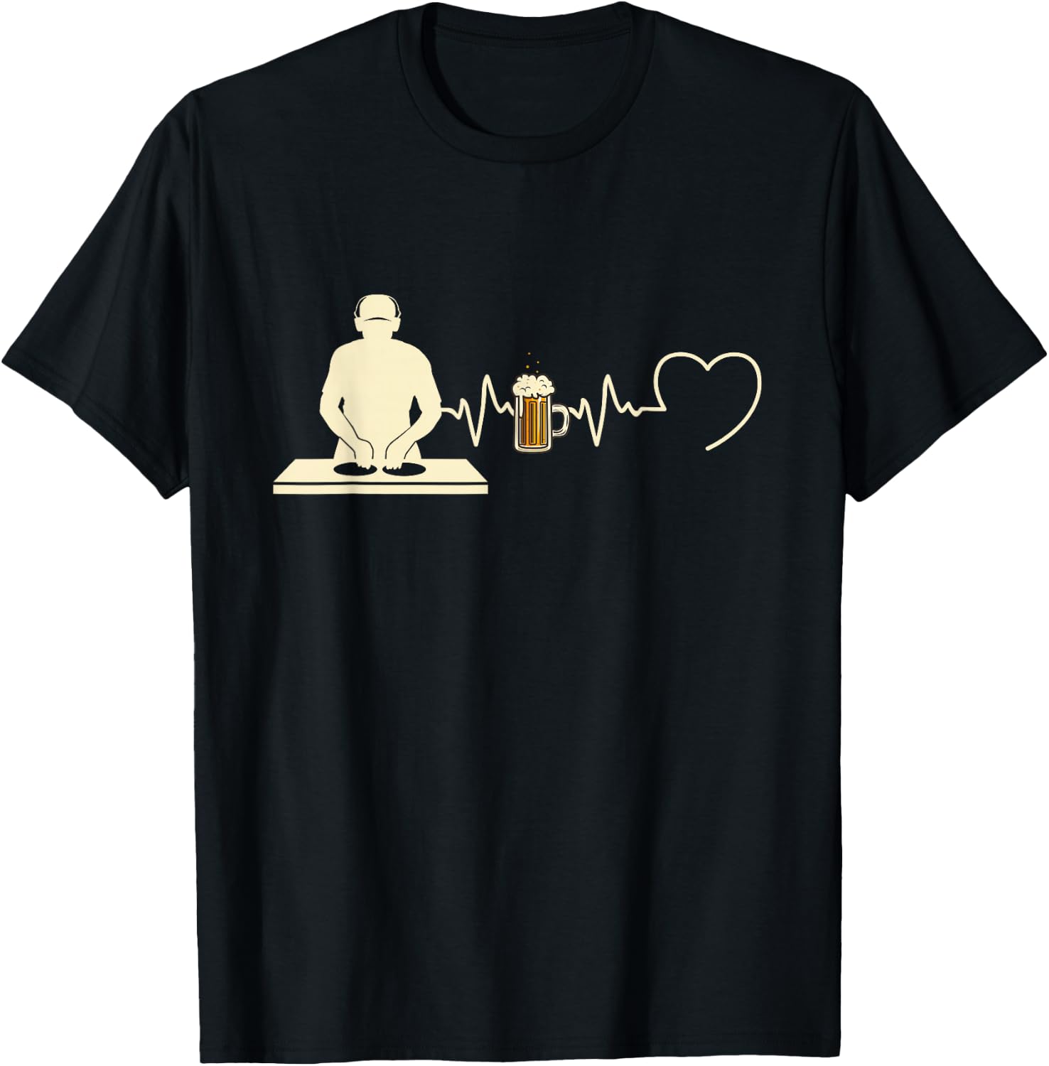 DJ Beer Man Funny Disk Jockey Gift Funny , Black T-Shirt - T-Shirt | Black