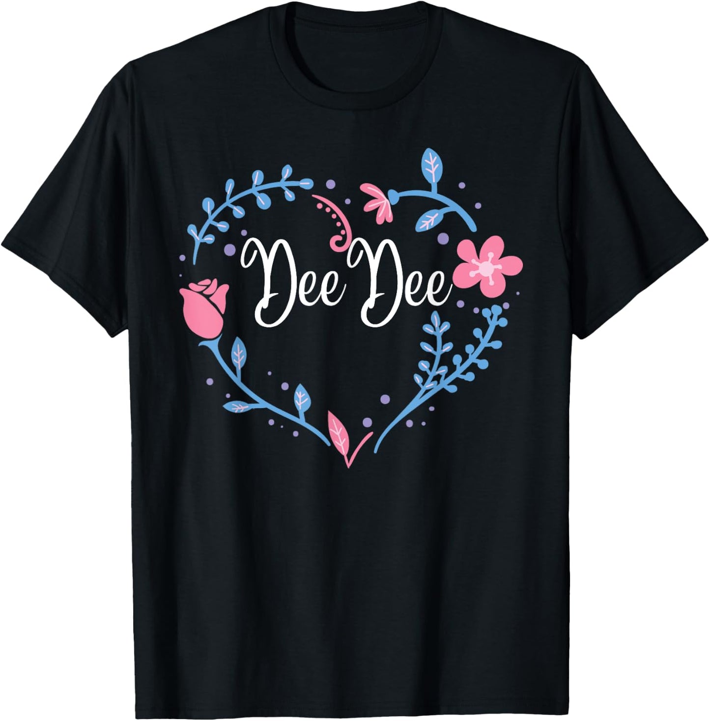 Flower DeeDee Grandma Christmas Birthday Gift T-Shirt - T-Shirt | Black