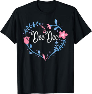 Flower DeeDee Grandma Christmas Birthday Gift T-Shirt - T-Shirt | Black