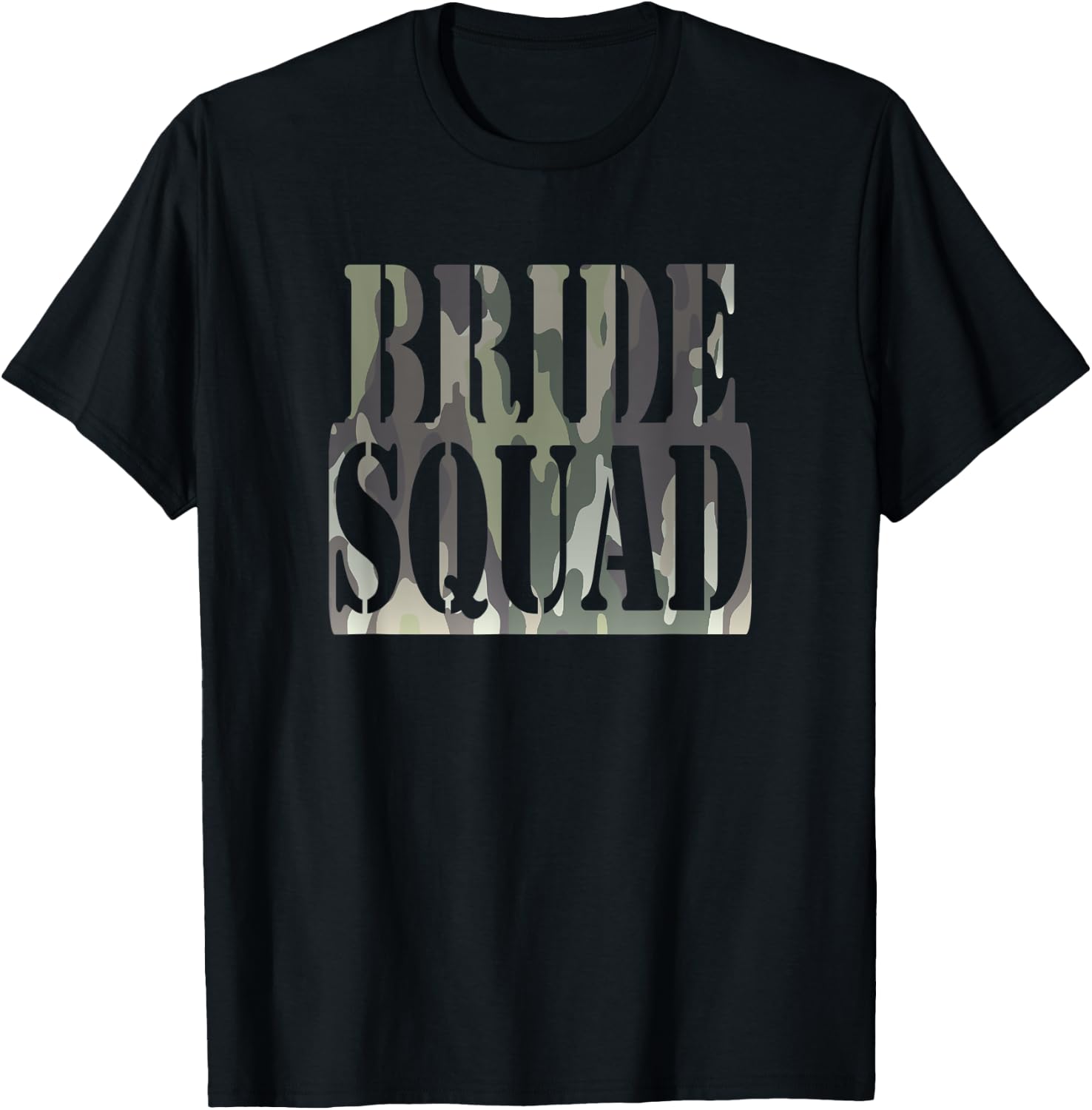 Bride Squad Camouflage Bridal Bachelorette Party T-Shirt - T-Shirt | Black