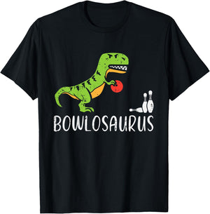 Kids Dino Trex Bowling Bowlosaurus Funny Bowler Toddler Boys Kids T-Shirt - T-Shirt | Black