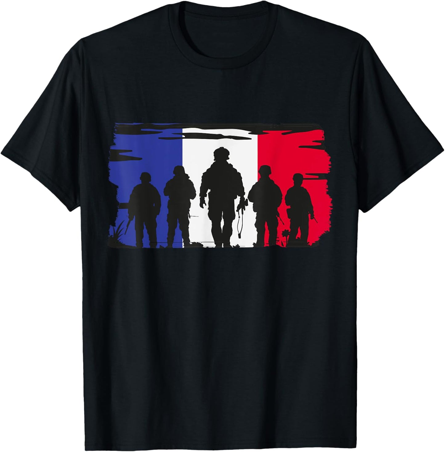 Soldiers and French Flag Gift Old Military , Black, S T-Shirt - T-Shirt | Black