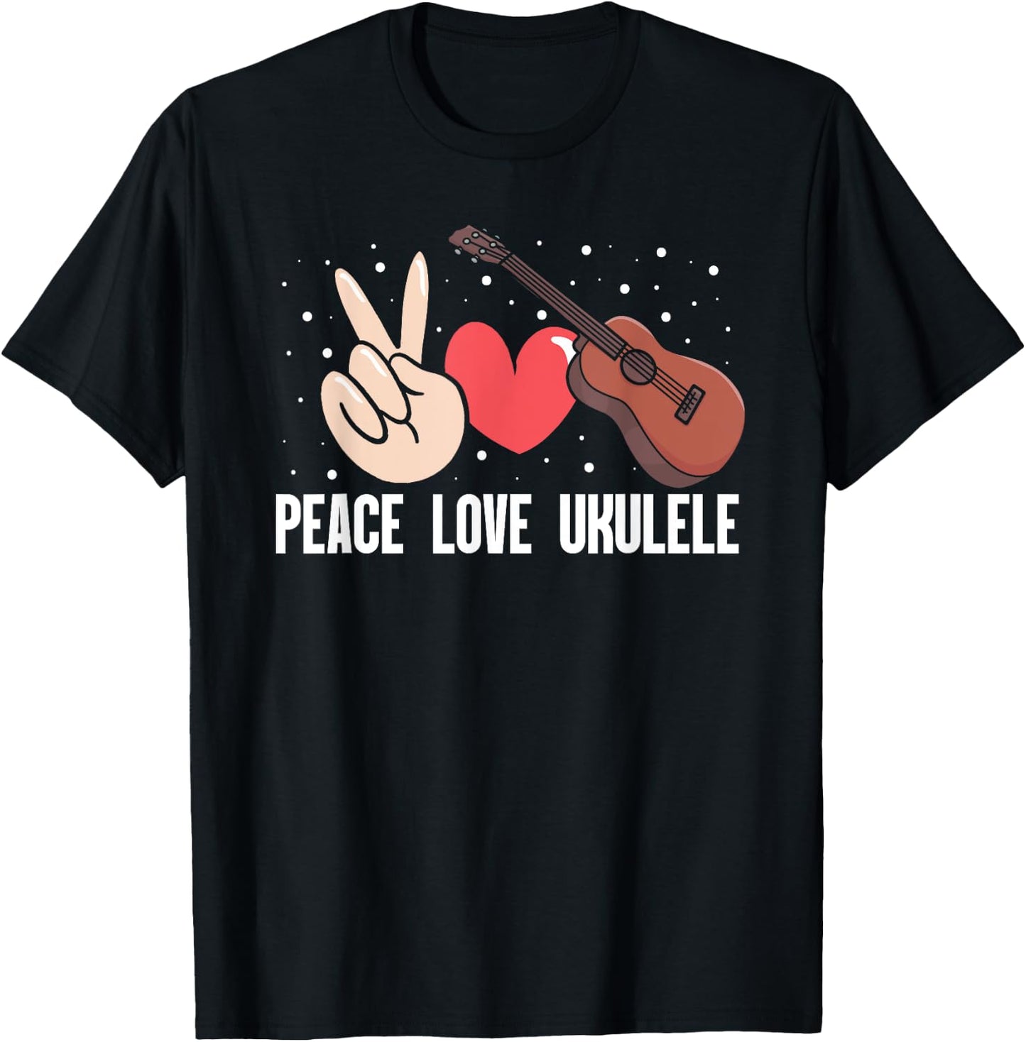 Peace Love Ukulele T-Shirt - T-Shirt | Black