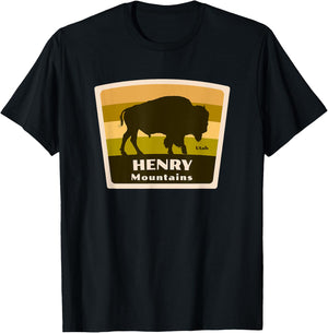Henry Mountains Utah Bison Herd Vacation Trip Souvenir T-Shirt - T-Shirt | Black