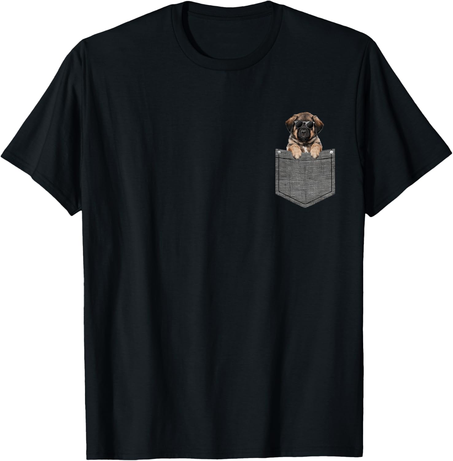 Leonberger in Chest Pocket, black T-Shirt - T-Shirt | Black