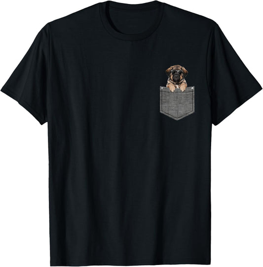 Leonberger in Chest Pocket, black T-Shirt - T-Shirt | Black