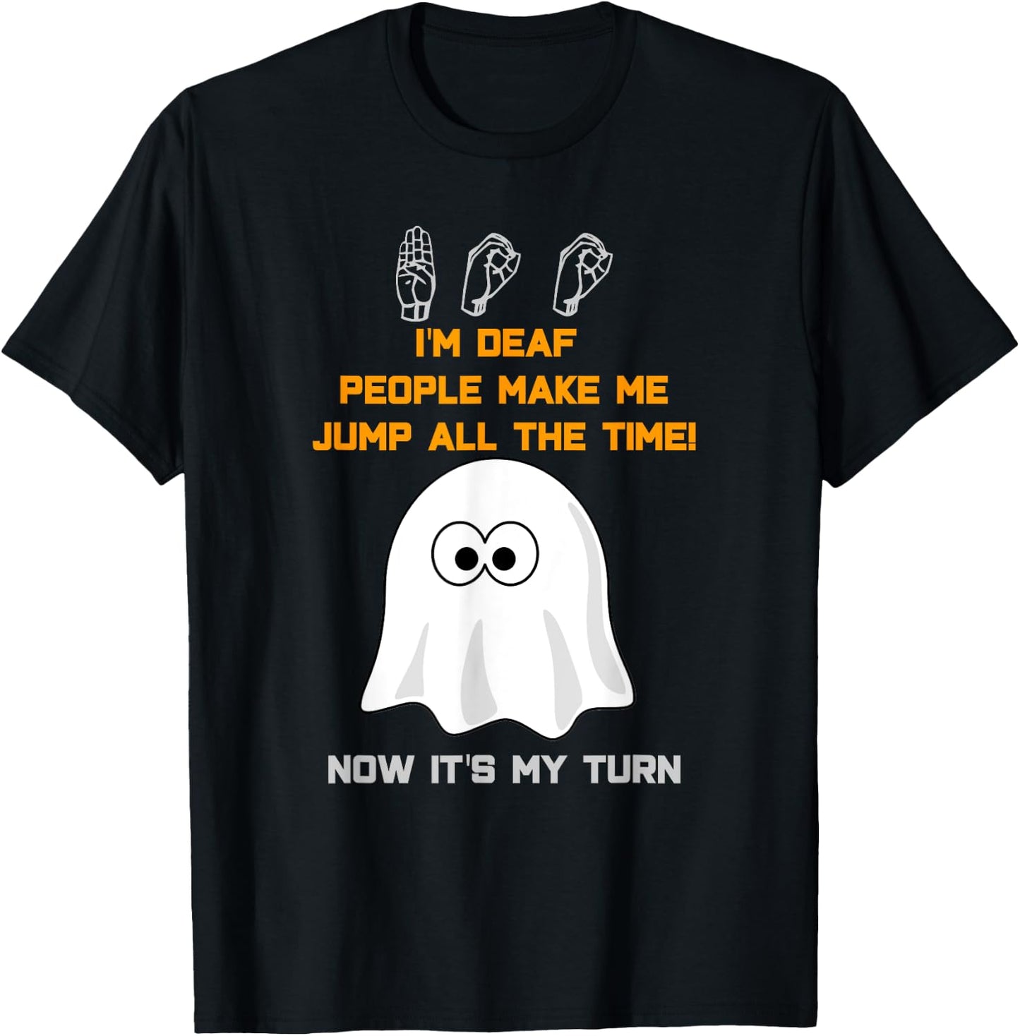 Boo Ghost ASL Funny Halloween sign language T-Shirt - T-Shirt | Black