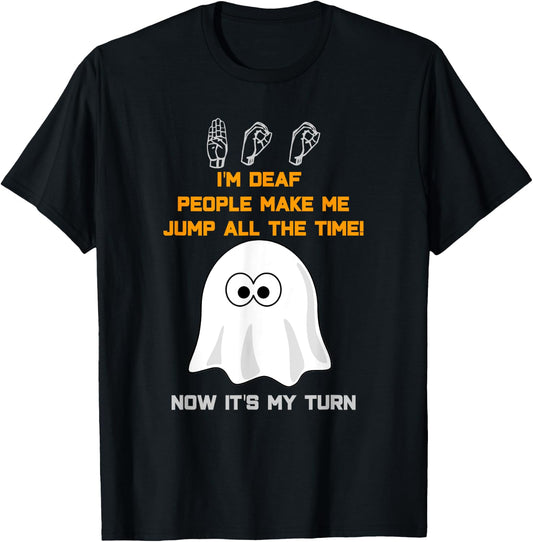 Boo Ghost ASL Funny Halloween sign language T-Shirt - T-Shirt | Black