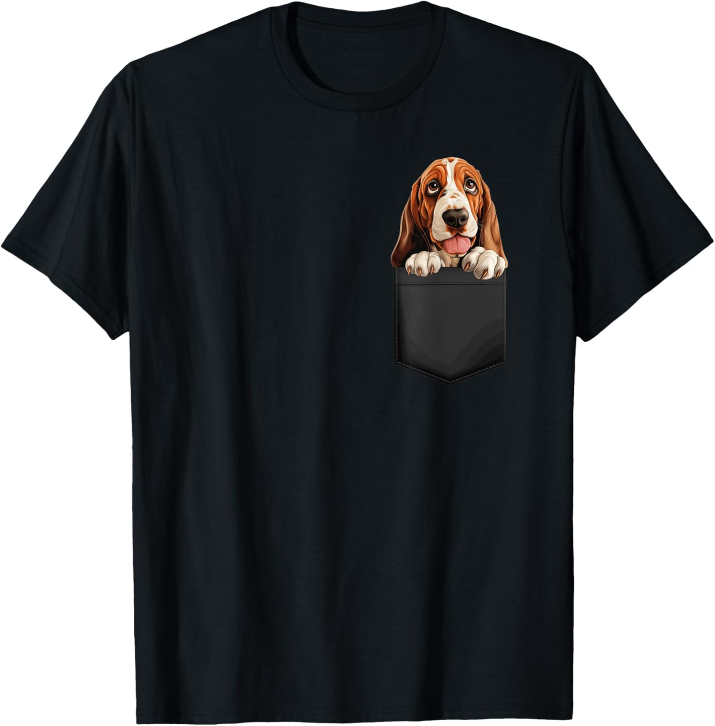 Basset Hound Puppy In A Pocket Animal Lover , Black, S T-Shirt - T-Shirt | Black