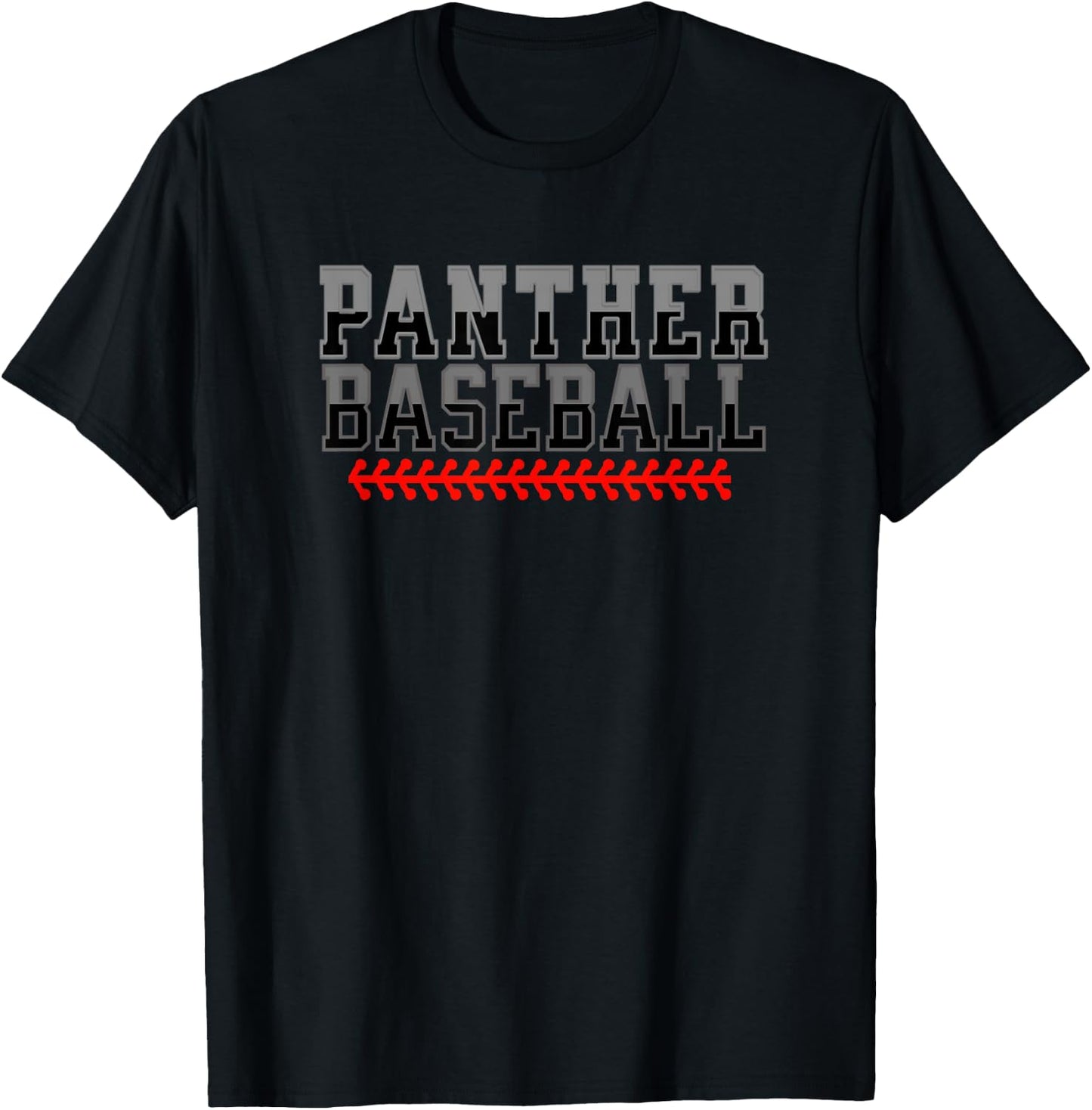 Panther Baseball Stitch Design T-Shirt - T-Shirt | Black
