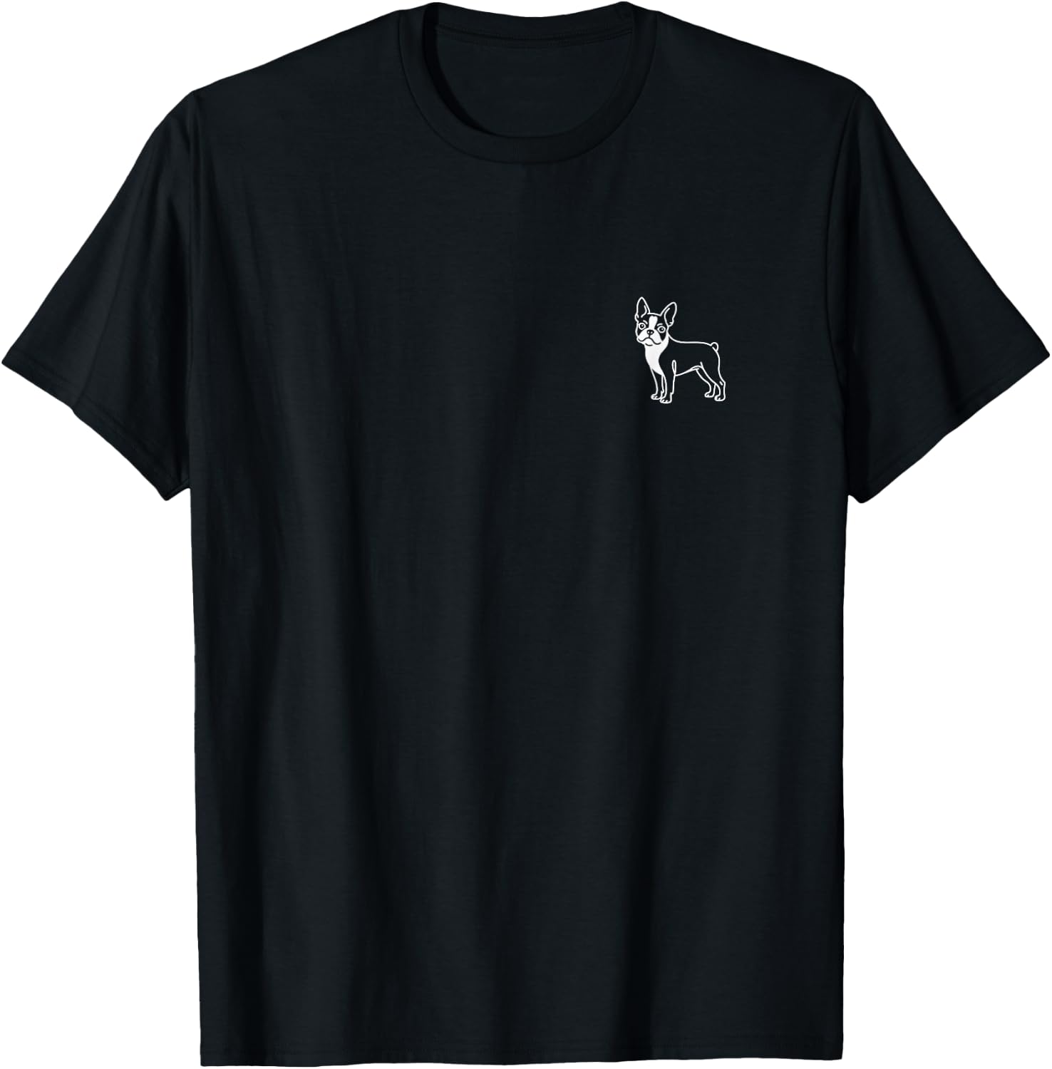Boston Terrier Minimalist Badge Patch Line Art T-Shirt - T-Shirt | Black