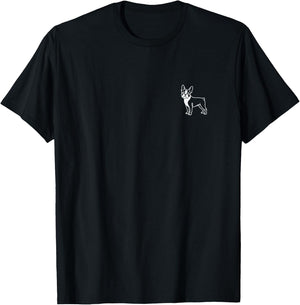 Boston Terrier Minimalist Badge Patch Line Art T-Shirt - T-Shirt | Black