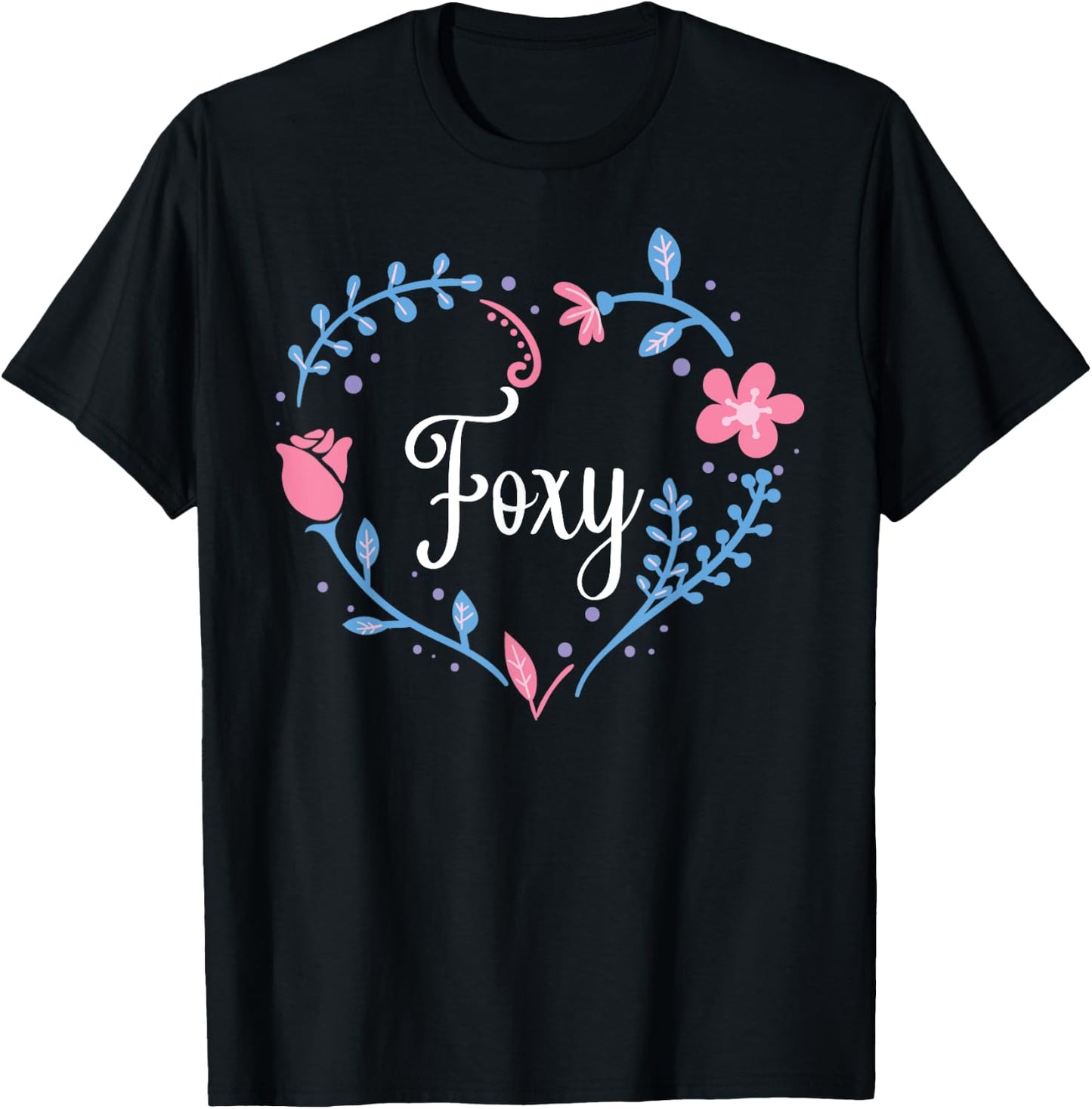Flower Foxy Grandma Christmas Birthday Gift T-Shirt - T-Shirt | Black