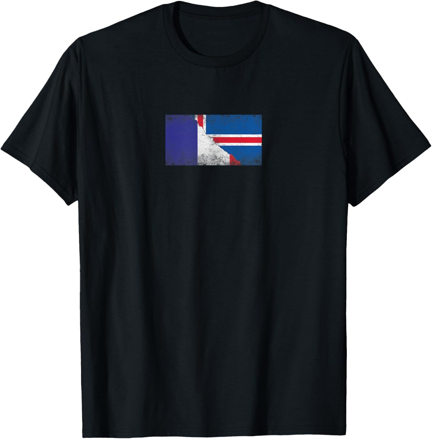 Flags France and Iceland - French Icelandic , Black, S T-Shirt - T-Shirt | Black