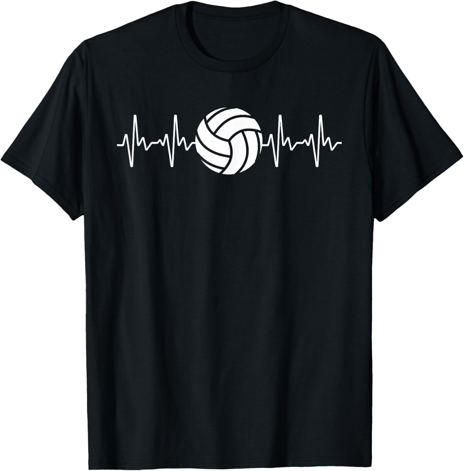 Cool Volleyball Heartbeat Design Men Women Volleyball Coach Small T-Shirt - T-Shirt | Black