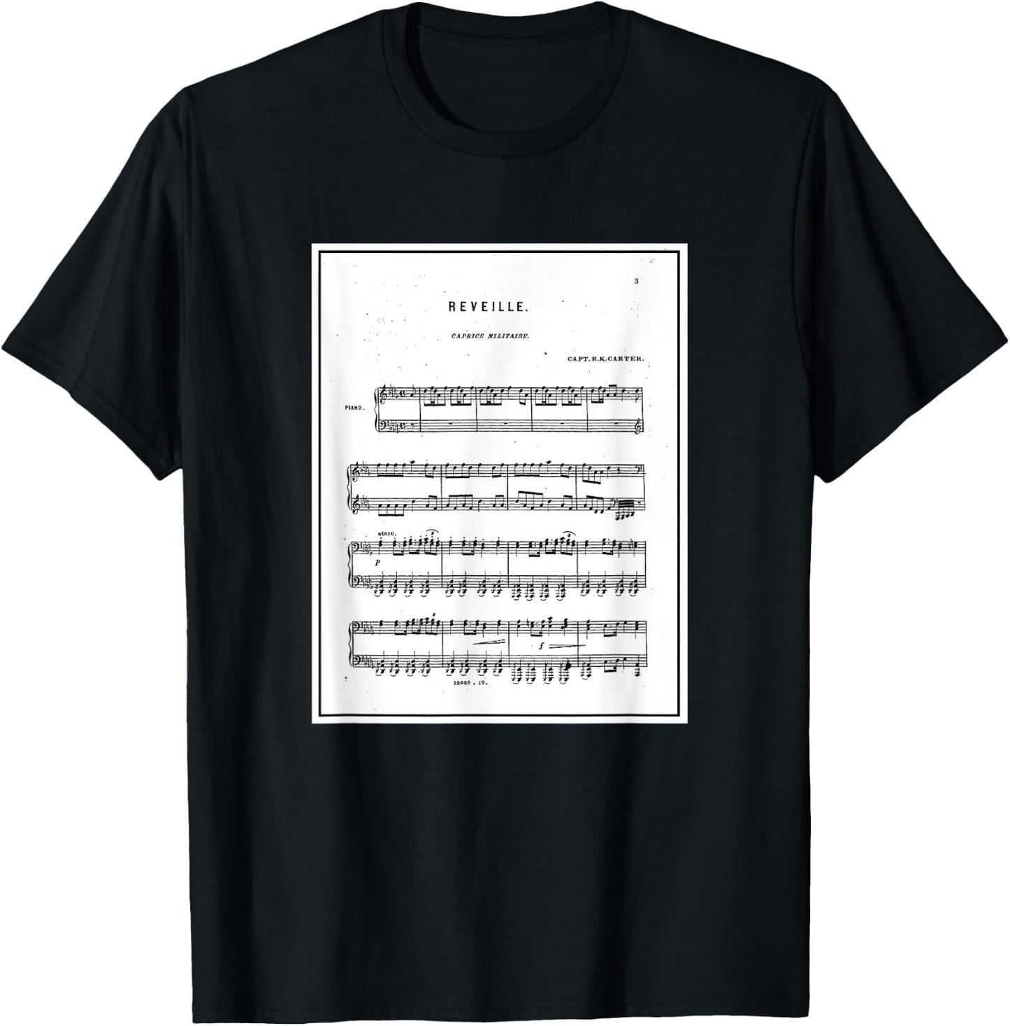 Reveille Sheet Music T-Shirt - T-Shirt | Black