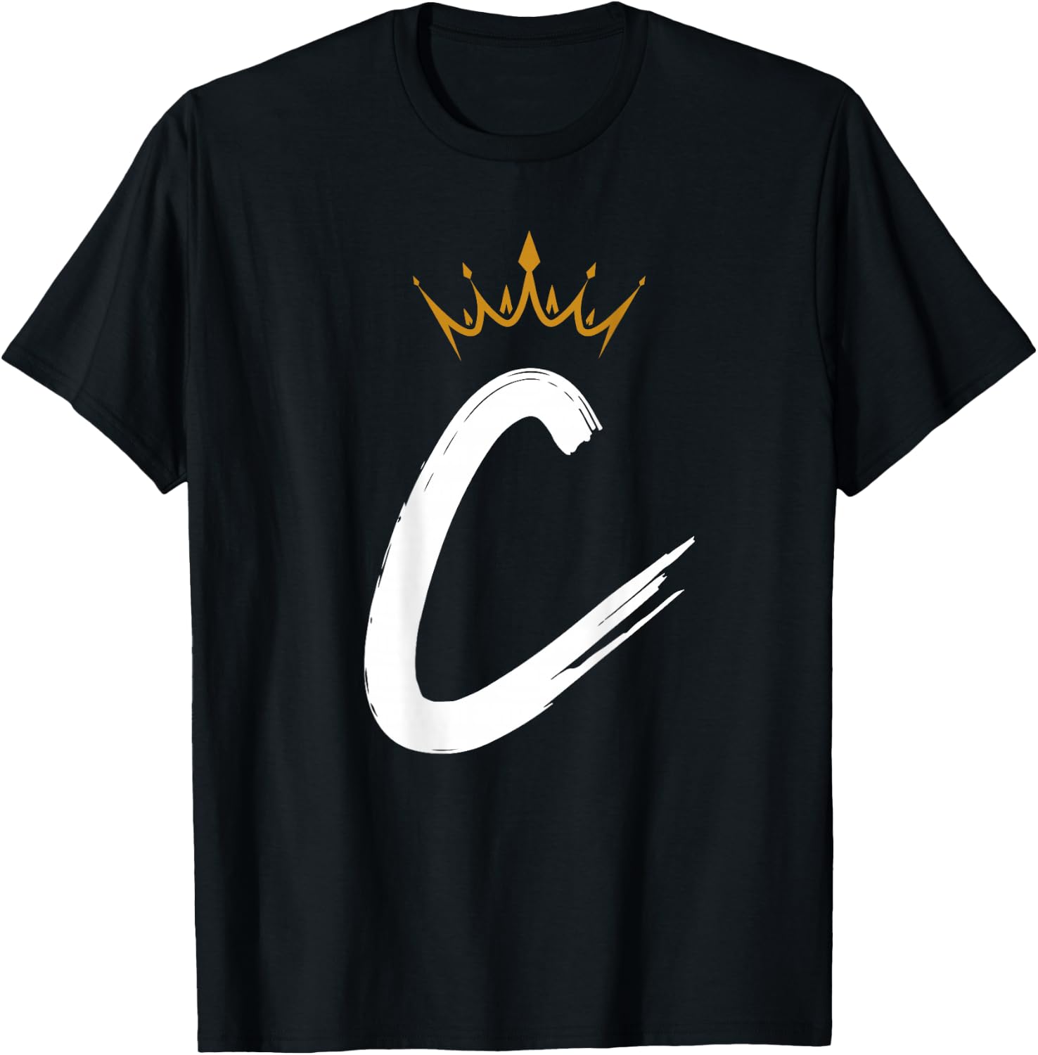 Queen King Letter C - BACKSIDE Letter With Crown Alphabet T-Shirt - T-Shirt | Black