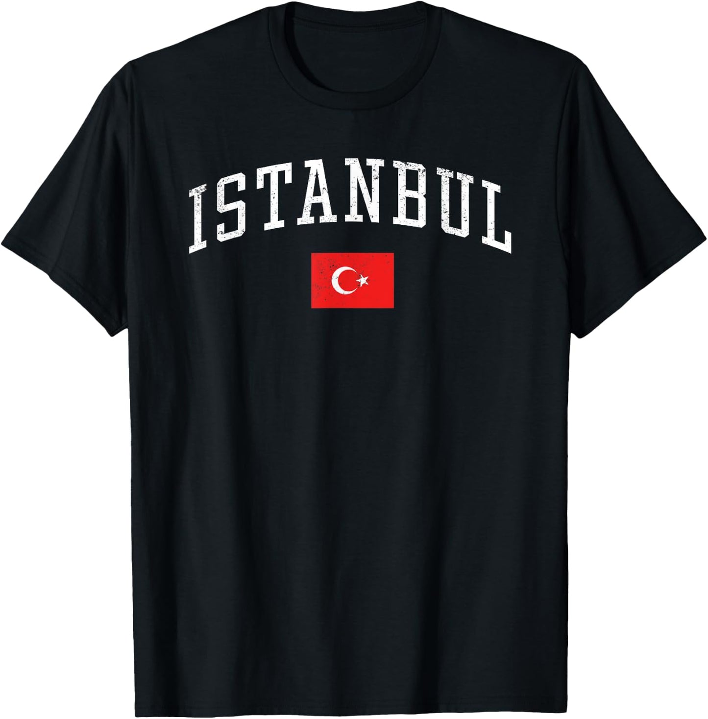 Vintage Istanbul Turkey Country Flag Souvenir Vacation T-Shirt - T-Shirt | Black