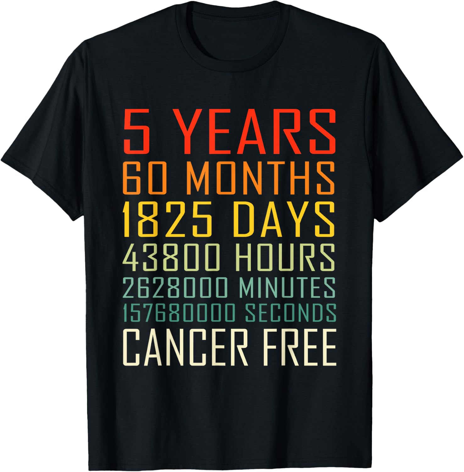 Vintage Cancer Awareness Vintage 5 Years Cancer Free T-Shirt - T-Shirt | Black