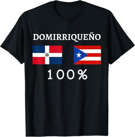 Dominican Republic and Puerto Rico Domirriqueño Pride Gifts T-Shirt - T-Shirt | Black