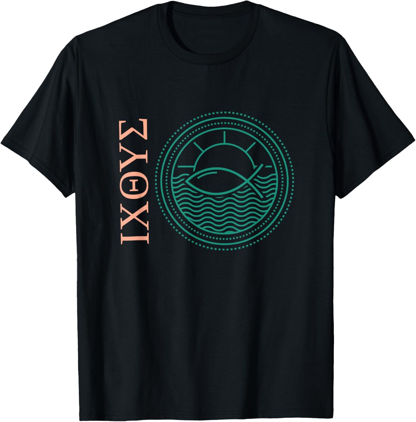 Ixoye Ichthys Ichthus Greek Fish Jesus Christ Son God Savior T-Shirt - T-Shirt | Black
