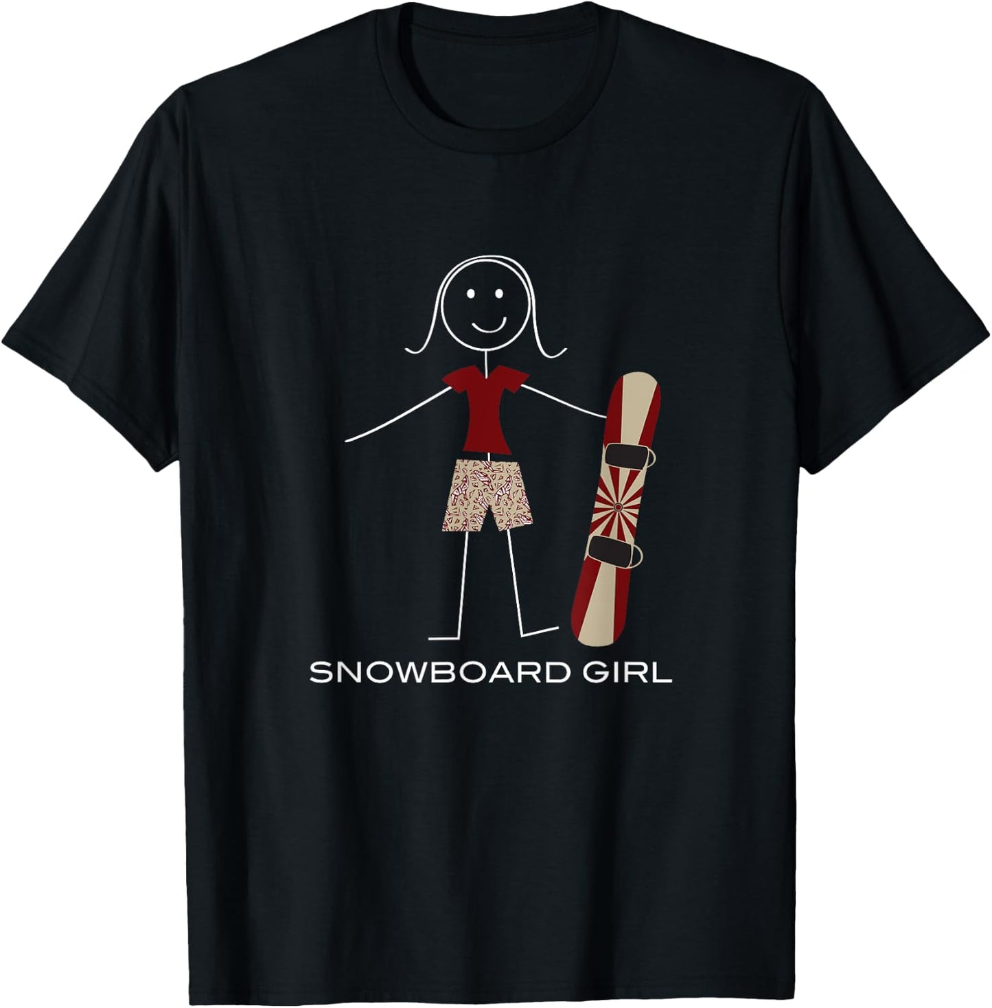 Funny Women Snowboarding, Girl Snowboard T-Shirt - T-Shirt | Black
