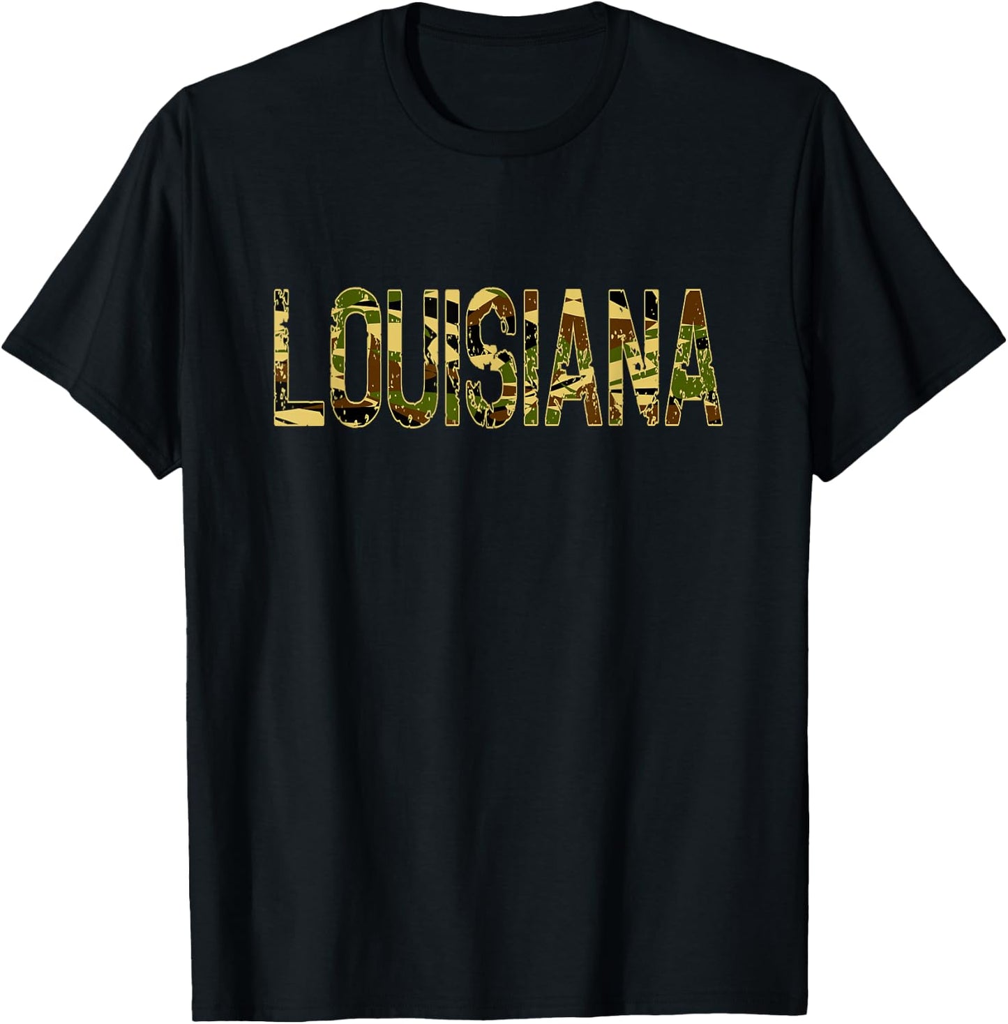 Louisiana Camo Distressed T-Shirt - T-Shirt | Black