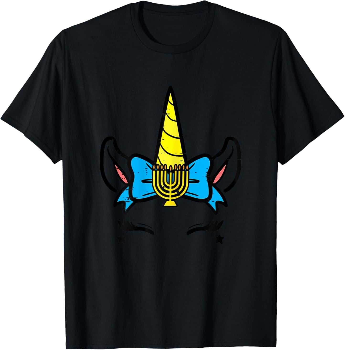 Hanukkah Unicorn Head Chanukah Jewish Girls Kids Toddlers T-Shirt - T-Shirt | Black