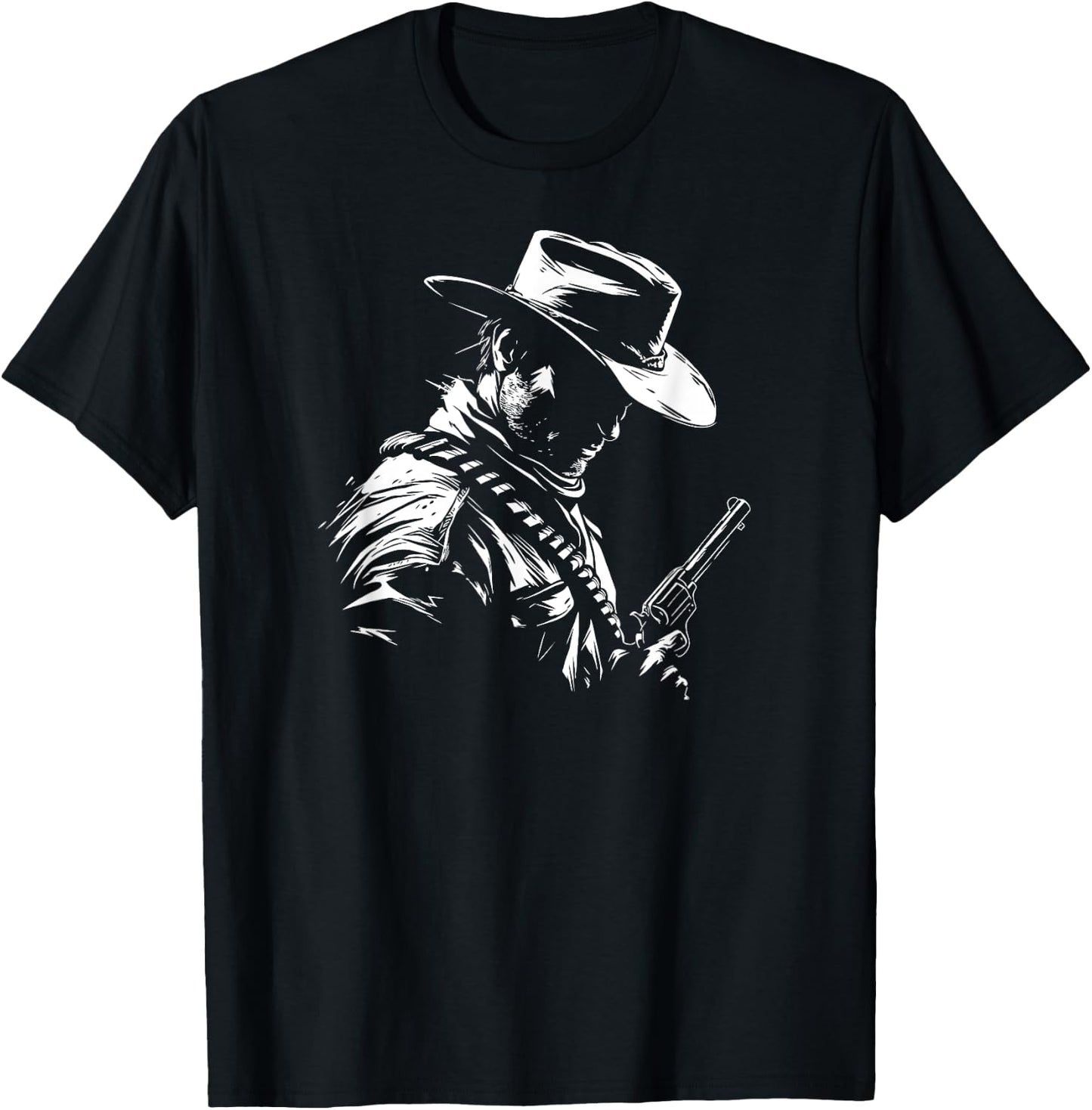 Retro Cowboy Old Western West Gun Revolver Countryman , Black, S T-Shirt - T-Shirt | Black