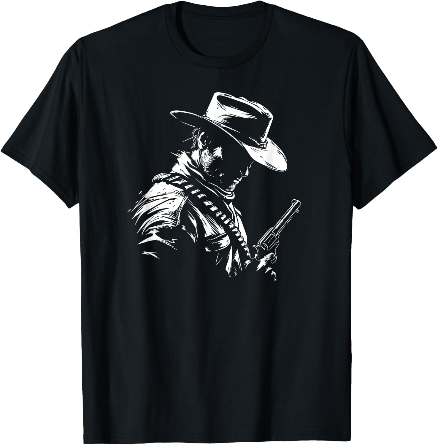 Retro Cowboy Old Western West Gun Revolver Countryman , Black, S T-Shirt - T-Shirt | Black