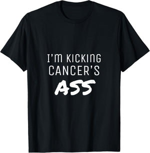 Cancer Sucks Clothing I'm Kicking Cancer's Ass Motivational - Women's Black Small Classic Fit Short Sleeve T-Shirt - T-Shirt | Black