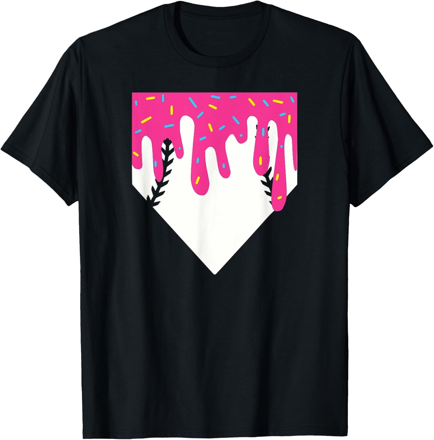Baseball Home Plate Ice Cream Drip T-Shirt - T-Shirt | Black