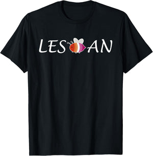 Les Bee An Funny Lesbian Pride Bee Joke Pun LGBTQ T-Shirt - T-Shirt | Black