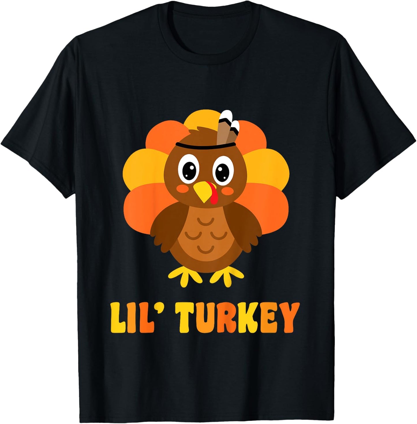 Kids Cute Lil Turkey Boy Thanksgiving T-Shirt - T-Shirt | Black