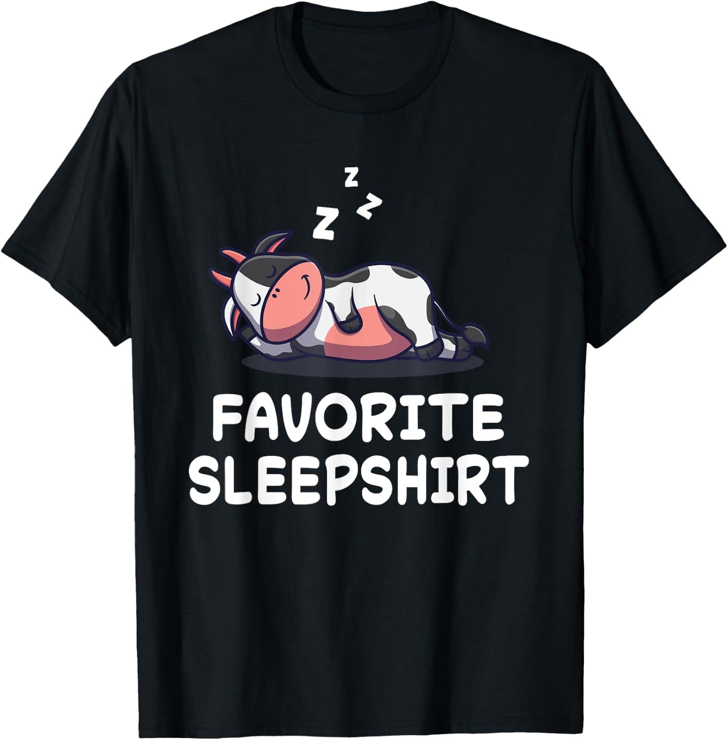 Cow and Cow Print Sleepwear Pyjama , Black, S T-Shirt - T-Shirt | Black