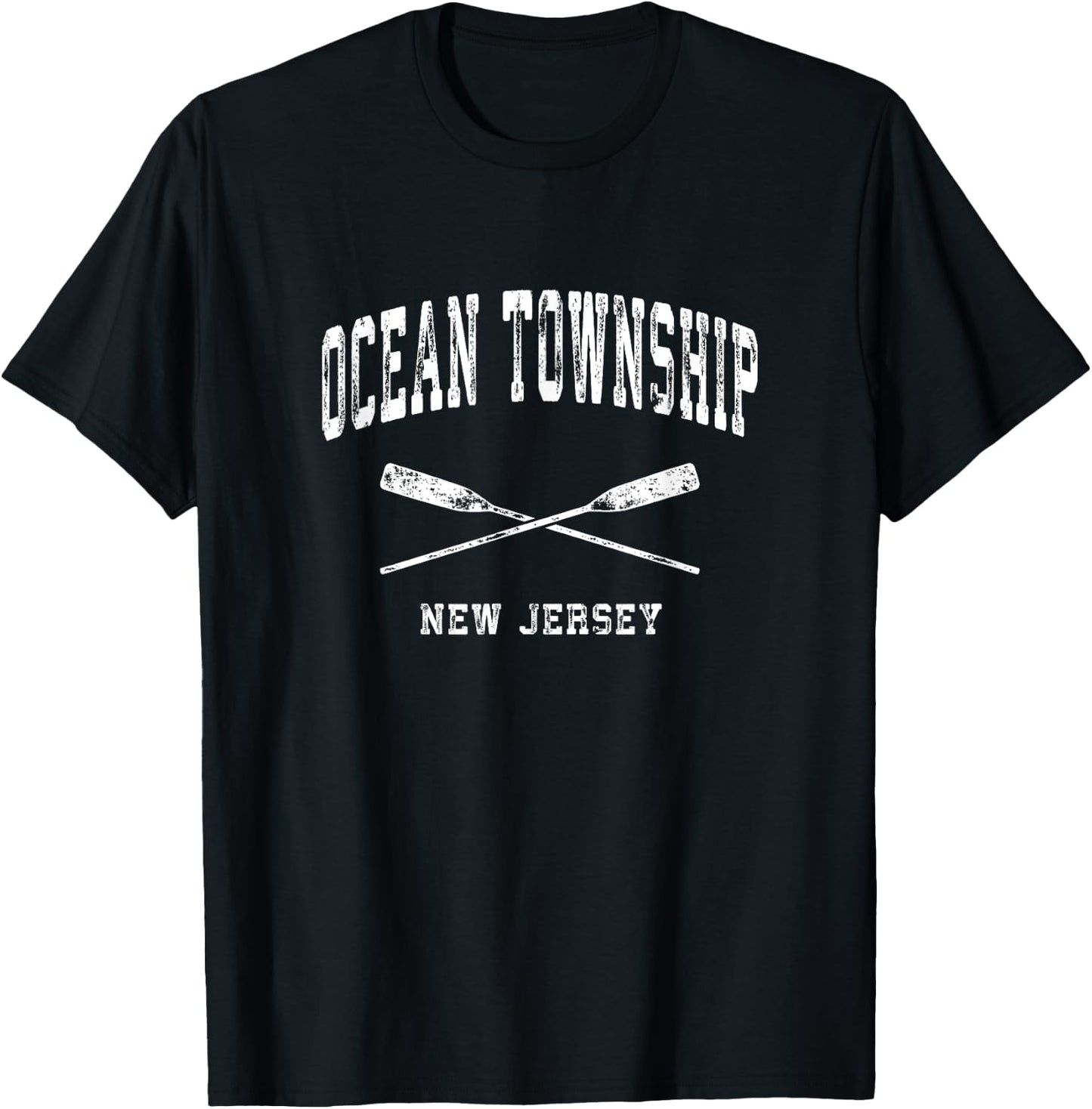 Ocean Township New Jersey Vintage Nautical Crossed Oars T-Shirt - T-Shirt | Black