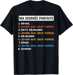 The Perfect Day of the Gamer , Black, S T-Shirt - T-Shirt | Black