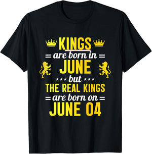 Kings Are Born In June Real Kings Are Born On June 04 T-Shirt - T-Shirt | Black