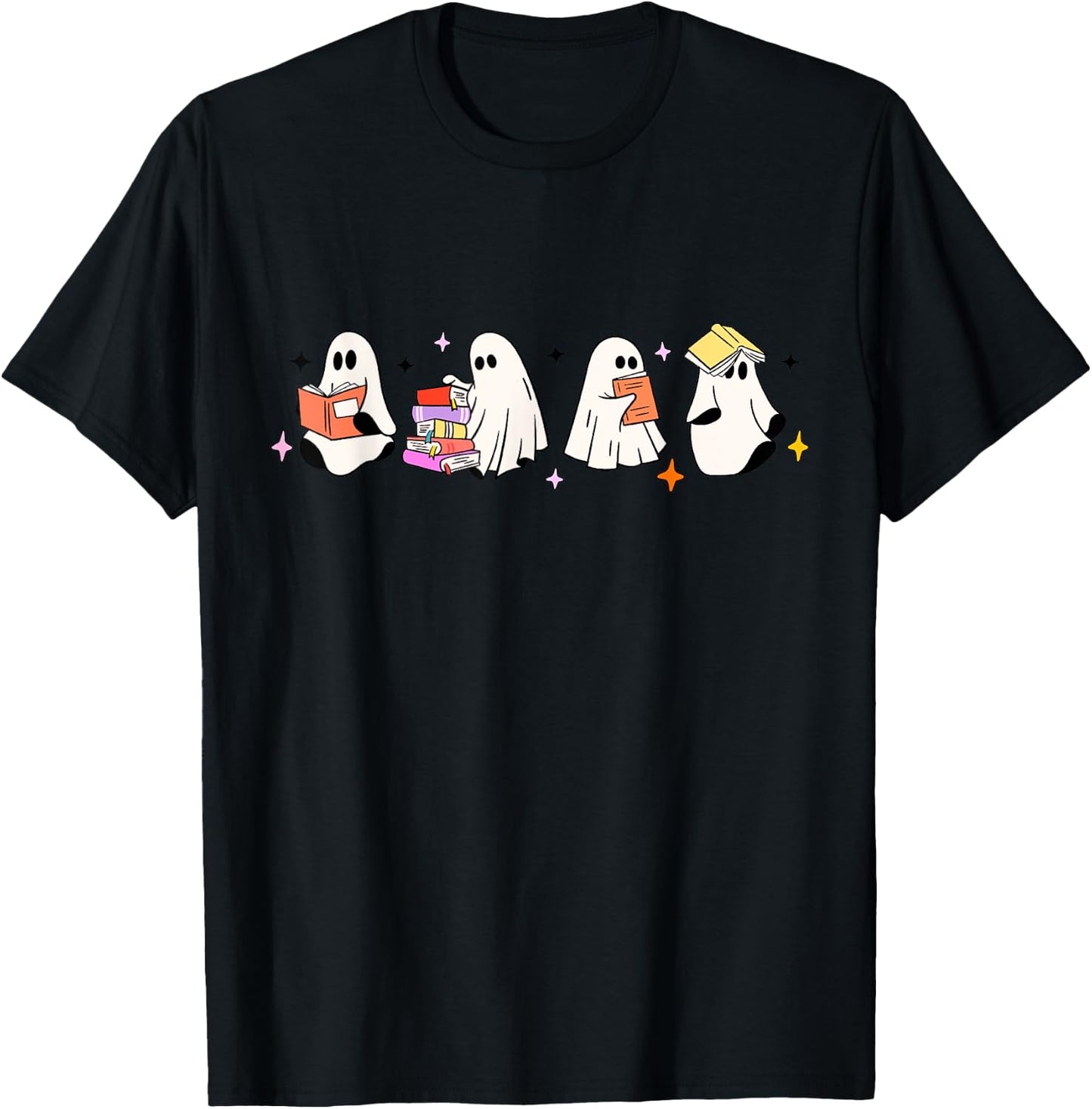 Cute Boo Ghost Read More Books, Funny Halloween, Book Lover T-Shirt - T-Shirt | Black