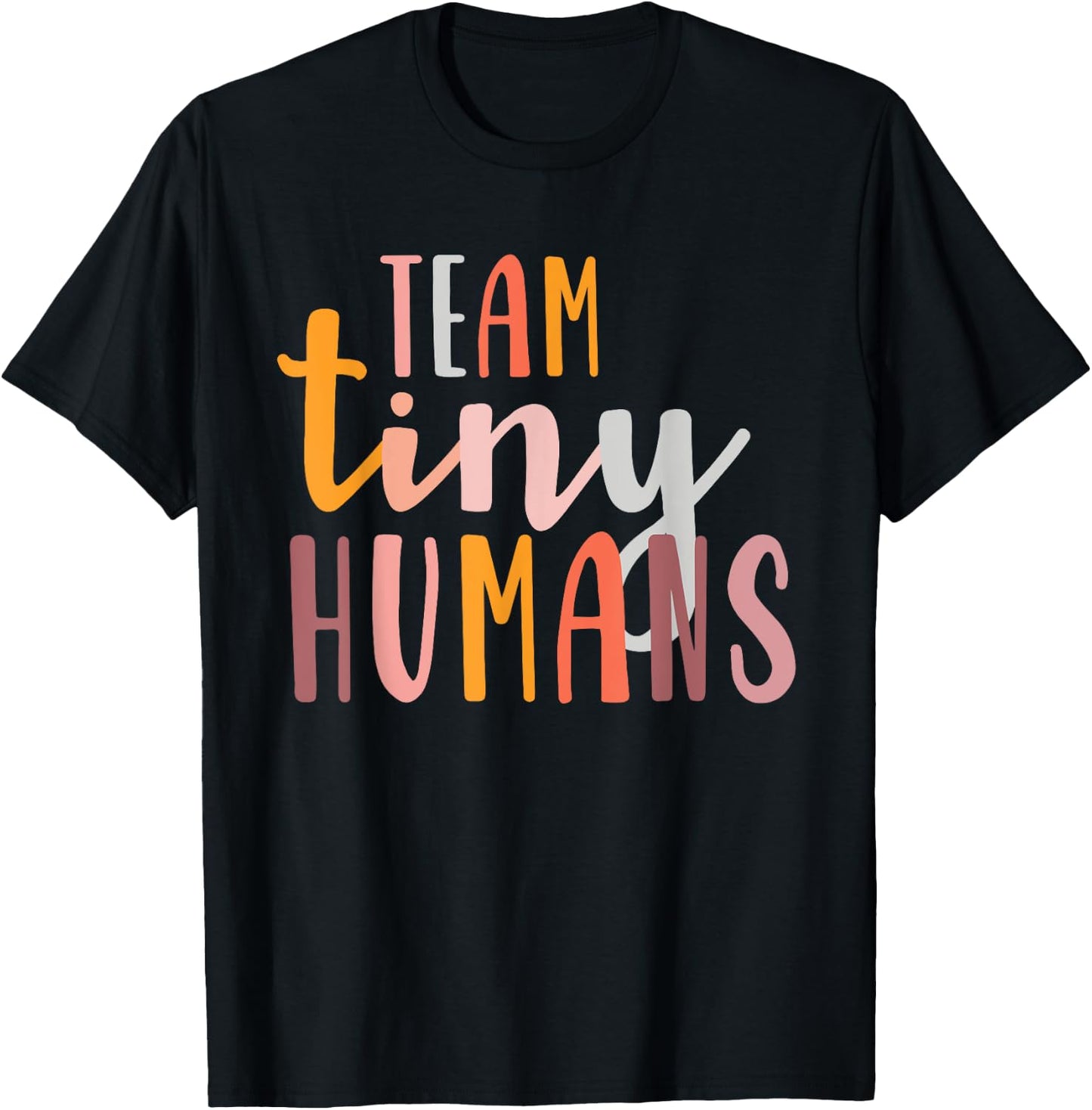 NICU Nurse ICU Neonatal Boho Colorful Retro Team Tiny Humans T-Shirt - T-Shirt | Black