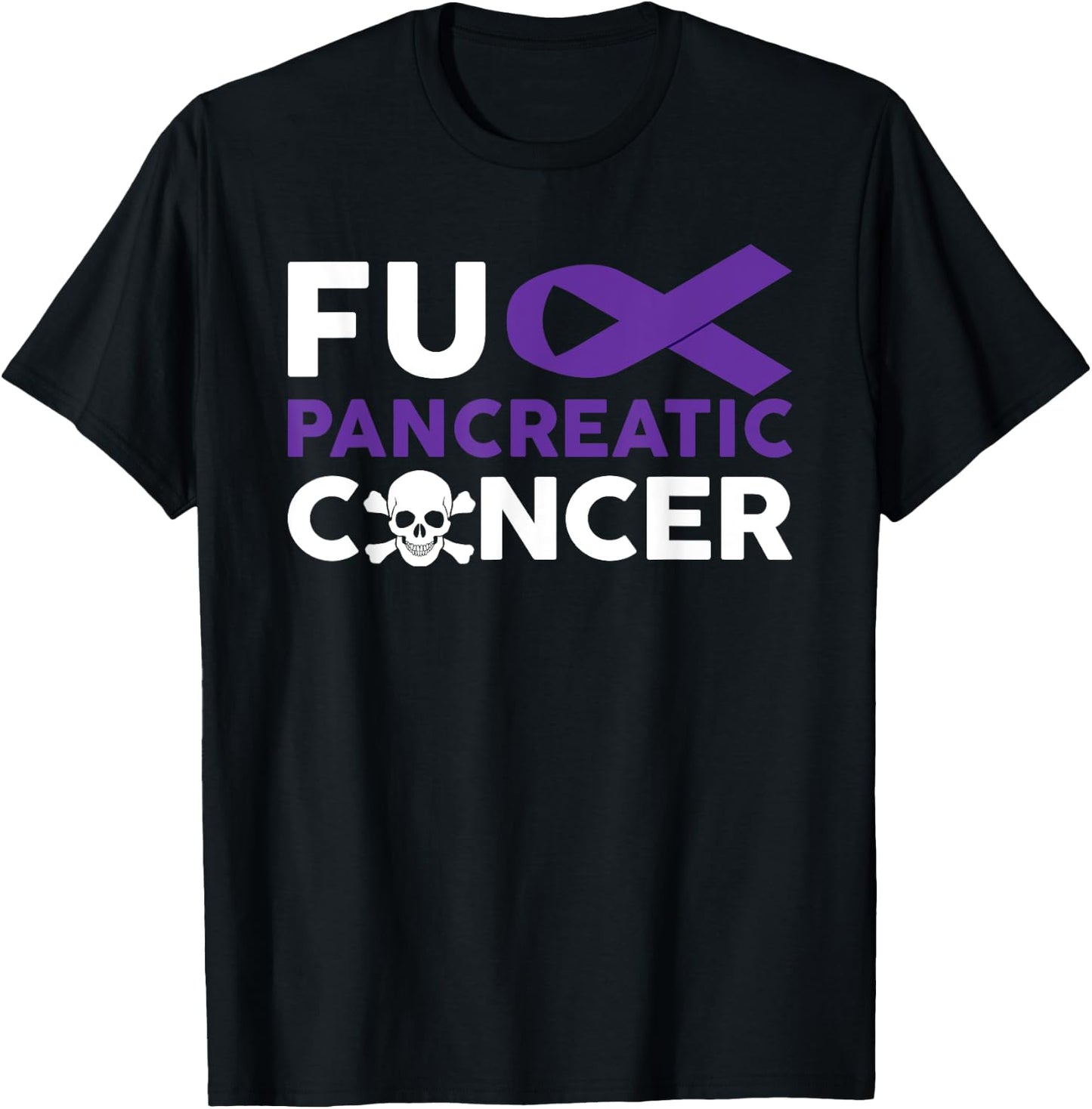 Fuck Pancreatic Cancer T Shirt Fighting Cancer Together Gift T-Shirt - T-Shirt | Black