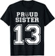 Custom Proud Football Sister Number 13 Personalized Women T-Shirt - T-Shirt | Black
